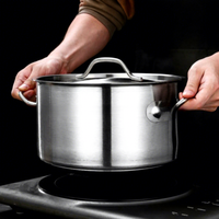 Casserole à double poignée en acier inoxydable, style occidental, antiadhésive, fond multicouche composite, pour cuisson du lait et autres préparations culinaires