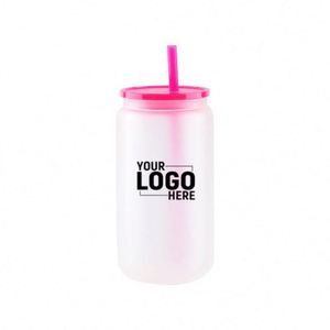 Bouteille en verre givré de 16 oz pour sublimation, tasse à bière réutilisable avec couvercle en PP pour impression personnalisée DIY - Product Image 3