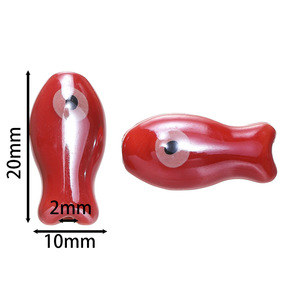 Perles de poisson en céramique peintes double face pour la fabrication de bracelets, accessoires de bijoux DIY, perles en vrac Ac3164 - Product Image 2