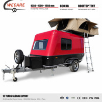 Remorque de camping légère à essieu unique Wecare avec tente de toit et porte-moto pour SUV, pick-up et 4x4