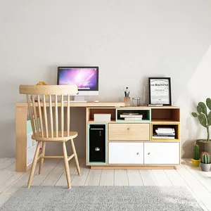 家庭自习室家具可拆卸收纳柜设计可调式木质游戏电脑桌