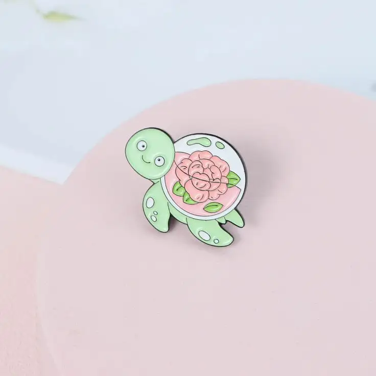 Pabrik Kustom hewan laut kura-kura katak siput hitam logam pin lucu lencana anime bros kualitas tinggi keras enamel pin kerah