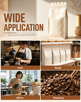 Sac à café à fond plat imprimé sur mesure avec valve de dégazage et fermeture éclair refermable, pochette d'emballage pour café
