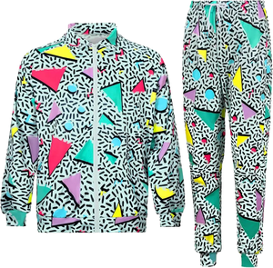 Ropa Deportiva Urbana y Streetwear Retro de los 80s y 90s, Unisex, con Patrón Geométrico, 100% Nailon Transpirable, Cierre con Cordón Ajustable, para Primavera - Product Image 1