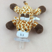 Sucette en silicone avec peluche éléphant Article confortable rempli de coton PP pour bébé