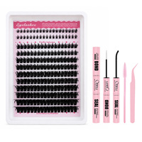 Kit de Cils en Grappes DIY en Gros – Extensions de Cils Individuels avec Colle, Scellant, Pince à Épiler et Brosse – Faux Cils Segmentés