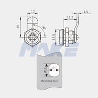 Serrure à came miniature MK101AS-21 en alliage de zinc et laiton finition chromée avec 7 ou 10 broches radiales pour mini-boîte et coffre-fort à bagages