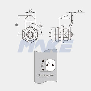 MK101AS-21 मिनी आकार 14.8*12.2 मिमी 7 या 10 रेडियल पिन मिनी कैमरा लॉक मिनी बॉक्स और सामान सुरक्षा बॉक्स के लिए - Product Image 4