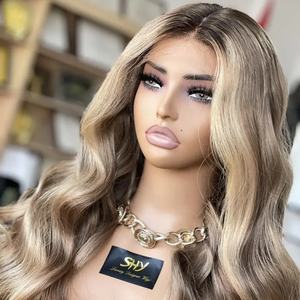 2024 Top qualité Ombre couleur sans colle perruque vague de corps perruques brutes Hd dentelle cheveux indiens bruts perruque pour les femmes - Product Image 1