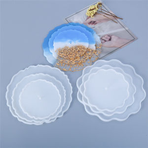 C011免费样品三层蛋糕甜点架环氧树脂模具波浪圆形方形大托盘硅胶模具 - Product Image 4