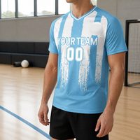Maillot de sport personnalisé à col en V et manches courtes, à rayures vieillies, pour équipes et clubs de football