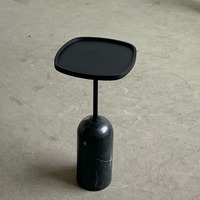 Table d'appoint moderne en bois poli, ronde, pour salon, avec base en marbre naturel, idéale pour villas et hôtels