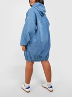 Robe en jean bleu de grande taille pour femmes à manches longues robe pull en jean à capuche grande taille personnalisée