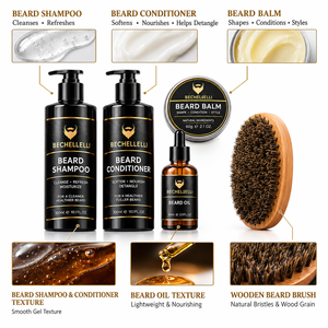 Kit de Soins de la Barbe <span class=keywords><strong>Bio</strong></span> Marque Blanche : Shampoing, Après-Shampoing et Baume Hydratants – <span class=keywords><strong>Coffret</strong></span> Cadeau de Toilettage Naturel pour Hommes - Product Image 3