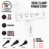 Stop Kontak Meja Putih dengan Kabel Ekstensi Daya Pengisian Cepat USB-C, 4 Stop Kontak AC, dan Kabel 2m