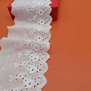 Adorno de encaje con ojales de algodón bordado de 11,5 cm/4,5 ", adorno de encaje de algodón con flores, adorno de encaje festoneado de algodón - Product Image 6