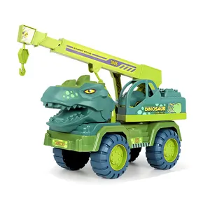 Free Wheel Push and Go Crane Dinosaur Engineering Truck Construction Vehicle Friction Toys for Boys Christmas Gift