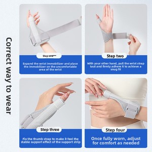 Gri Siyah Neopren Nefes Alabilen Metal Kadın & Erkek Gece Düzeltici Başparmak Tetik Parmak Ateli Sol Sağ Tıbbi El Desteği - Product Image 2