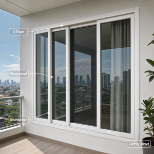 <span class=keywords><strong>Fenêtre</strong></span> coulissante UPVC 3 rails à <span class=keywords><strong>double</strong></span> <span class=keywords><strong>vitrage</strong></span> étanche et insonorisée pour le marché indonésien – <span class=keywords><strong>Prix</strong></span> direct usine - Product Image 1