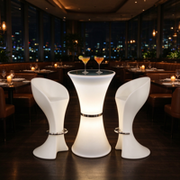 Chaise de bar LED 102 cm, mobilier LED OEM, marque privée avec coussin pour événements, fêtes, location, batterie intégrée, jardin, villa
