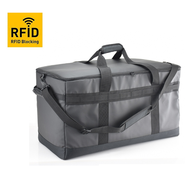 Large Classic Polyester Holdall RFID Signal Blocking RF Shielding Faraday Duffel Bag Zipper for Electronic Device Security