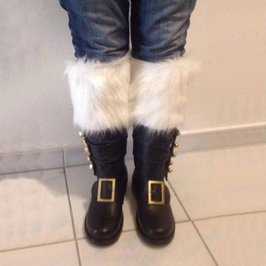 Stivali in Pelle PU per Autunno Inverno, Scarpe Natalizie, Stivali con Pelliccia Bianca per Halloween, Stivali al Ginocchio per Capodanno, Vendita all'Ingrosso - Product Image 6
