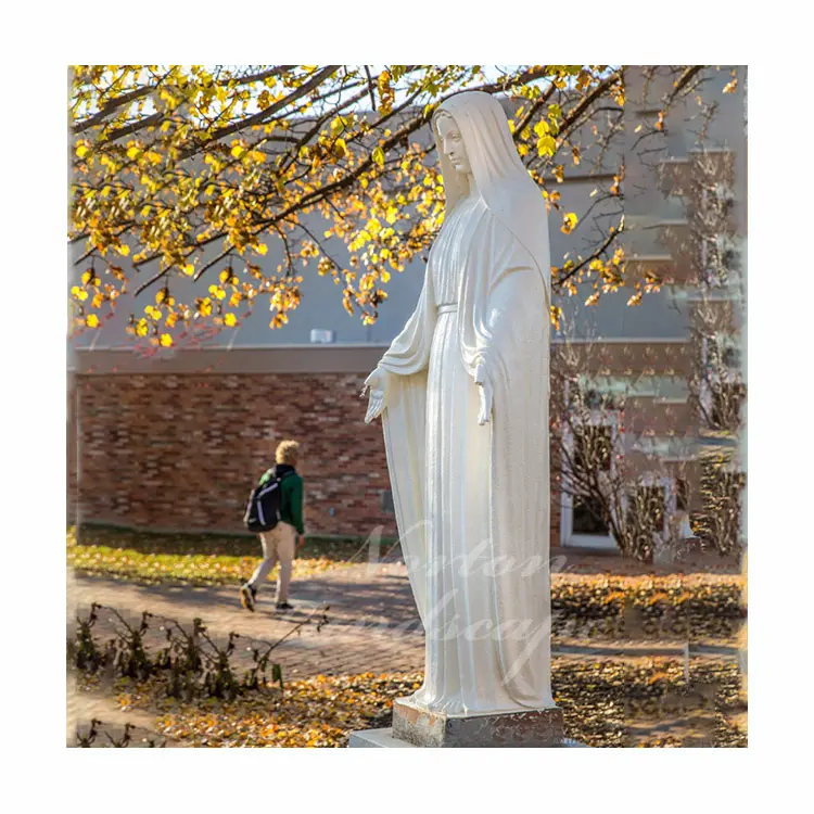 Outdoor Garten Decor Life Size Geschnitzte Weiß Stein Marmor Jungfrau Maria Statue Skulptur Preise