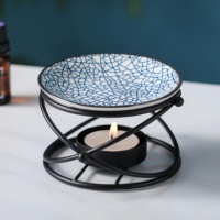 Brûleur d'huile essentielle d'aromathérapie en céramique européenne Grande cire fondue Diffuseur de bougies chauffe-plat parfumées