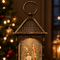 Lanterne LED à eau de Noël avec scène de bonhomme de neige en cristal scintillant pour la décoration de la maison et les cadeaux