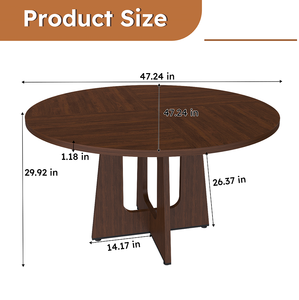 Modern <b>Round</b> <b>Dining</b> <b>Table</b> for 6-47 Inch Home Furniture Durable Eco-Friendly Wooden <b>Table</b> with Wood Grain Finish - Product Image 6