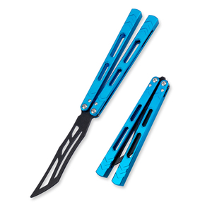 Cuchillo <span class=keywords><strong>Balisong</strong></span> con mango de aluminio TGZUO, cuchillo de bolsillo EDC de volteo suave, cuchillo de entrenamiento seguro tipo mariposa - Product Image 1