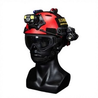 Casque de sauvetage tactique extérieur léger XINGMAITONG en PC/ABS rouge avec visière à fentes en V, 4 points de suspension, certifié sécurité
