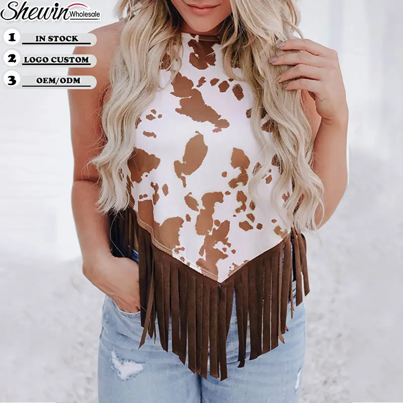 Wholesale Womens Clothing Western Shirts Multicolor Cow Print Top Western Clothing For Women