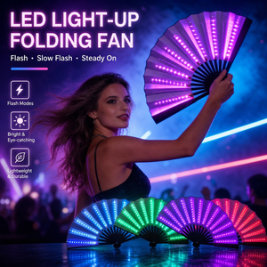 LED Glowing Folding <b>Fans</b> <b>Hand</b> <b>Fan</b> for Stage Performance Show for Birthday Party Wedding Home Decor Night Club Fluorescent Props - Product Image 1