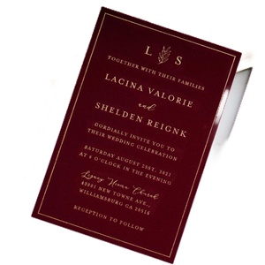 Invitaciones de Boda Impresas con Tipografía en Terciopelo Rojo y Dorado, con Estampado en Caliente con Lámina Dorada, Hechas en China, Personalizadas y en Oferta - Product Image 3