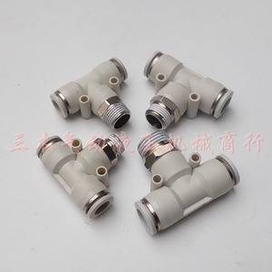 Conector Neumático Rápido Tipo T, Conexiones Roscadas de Plástico 6-01 8-02 10-03 12-04 - Product Image 1