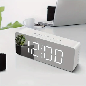 Led gương đồng hồ ° C/° F 12/24 giờ chuyển đổi snooze bảng đồng hồ hiện đại tự động mờ đồng hồ thông minh với thời gian lịch cho nhà - Product Image 1