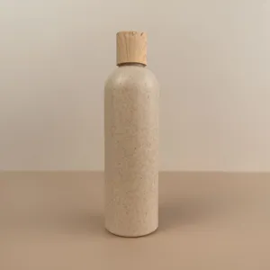 Botol kosmetik plastik sedotan gandum Biodegradable 250ml 350ml 500ml, botol Gel mandi sampo dengan tutup atas cakram