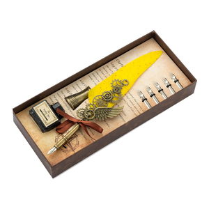 Stylo à plumes de calligraphie mécanique, boîte-cadeau rétro élégant, sceau de cire, plume d'oie, ensemble cadeau avec plumes d'encre, porte-stylo - Product Image 5