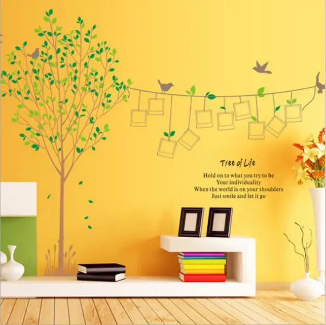 Large Family Photo Frame Tree Bird Quotes Wall Stickers for Living Room Bedroom Home Decor Art Decal Wall Sticker