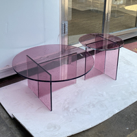 Ensemble de table basse ronde en acrylique violet moderne et fait à la main Tables d'appoint imbriquées élégantes pour canapé de salon meubles de maison