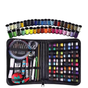 Kit de couture de 129 pièces, boîte de rangement, lot de 40 bobines de fils de couleurs variées, mini trousse de voyage portable, simple, en cuir, coffret cadeau pour le Nouvel An - Product Image 1