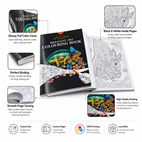 Impresión de Libros para Colorear Personalizados para Uso Comercial, Cubierta Brillante a Todo Color, Papel de Arte, Tamaño Personalizado, Páginas en Blanco y Negro, Encuadernación Perfecta, OEM