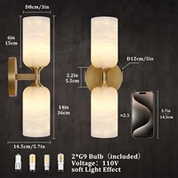 Applique murale LED de style nordique postmoderne en fer avec abat-jour en marbre naturel, éclairage bidirectionnel pour chevet