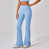 Leggings de yoga évasés taille haute pour femme, effet push-up, sensation seconde peau, fente latérale, extensibles, pour la danse, le fitness et les activités de plein air