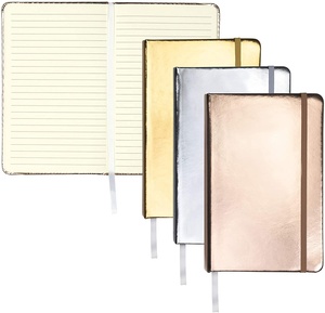 Carnet de notes relié rigide, journal métallique argenté, doré et or rose - Product Image 1