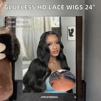 Perruques sans colle en cheveux humains, pré-épilées, avec dentelle transparente 4x4, pré-coupées, ondulées, avec ligne de cheveux naturelle, couleur naturelle