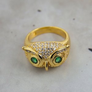 <span class=keywords><strong>Anello</strong></span> Stile Medio Orientale a Forma di <span class=keywords><strong>Gufo</strong></span> con Zirconia Multicolore, <span class=keywords><strong>Anello</strong></span> Animale per Donne in Oro 18k - Product Image 2