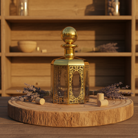 Flacon de parfum de luxe au design octogonal, 450 ml, en verre poli avec bouchon en verre, finition dorée, pour présentation