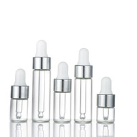 Botol Sampel Kaca Mini 1ml 2ml 3ml 4ml 5ml dengan Pipet Tetes untuk Kemasan Perawatan Kulit Serum Minyak Esensial